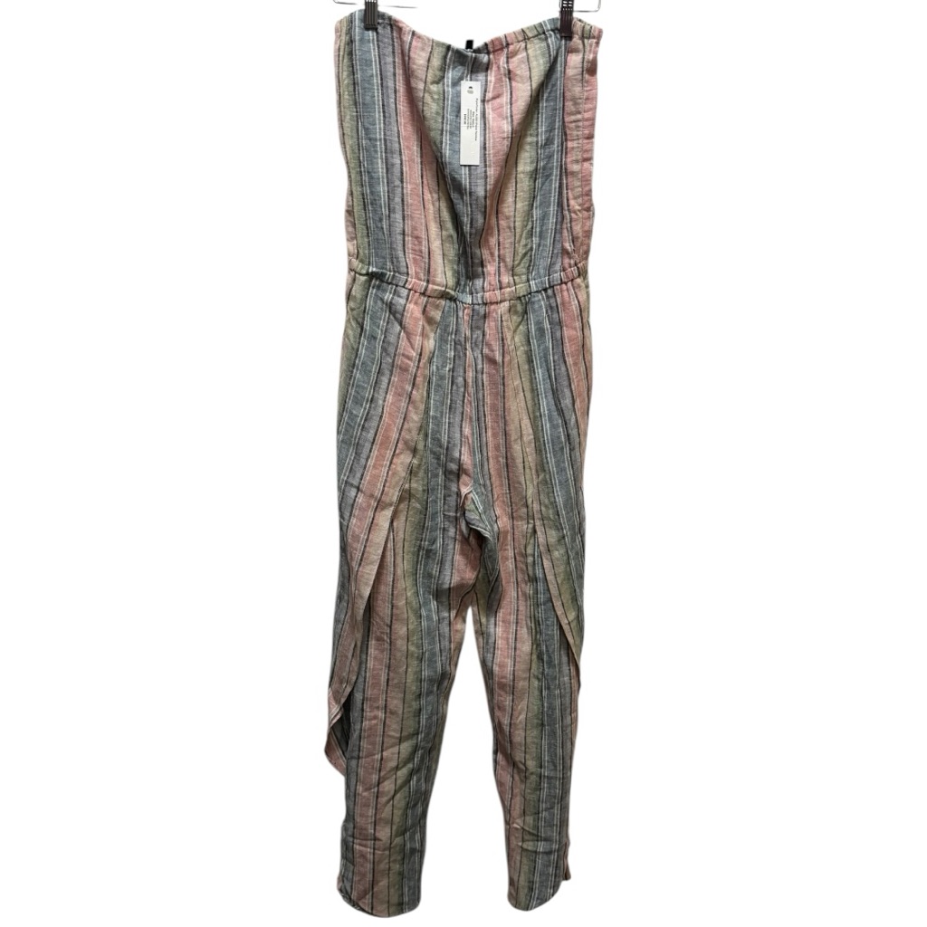 Nwt Anthropologie Drew Strapless Jumpsuit In Striped Pastel Rainbow